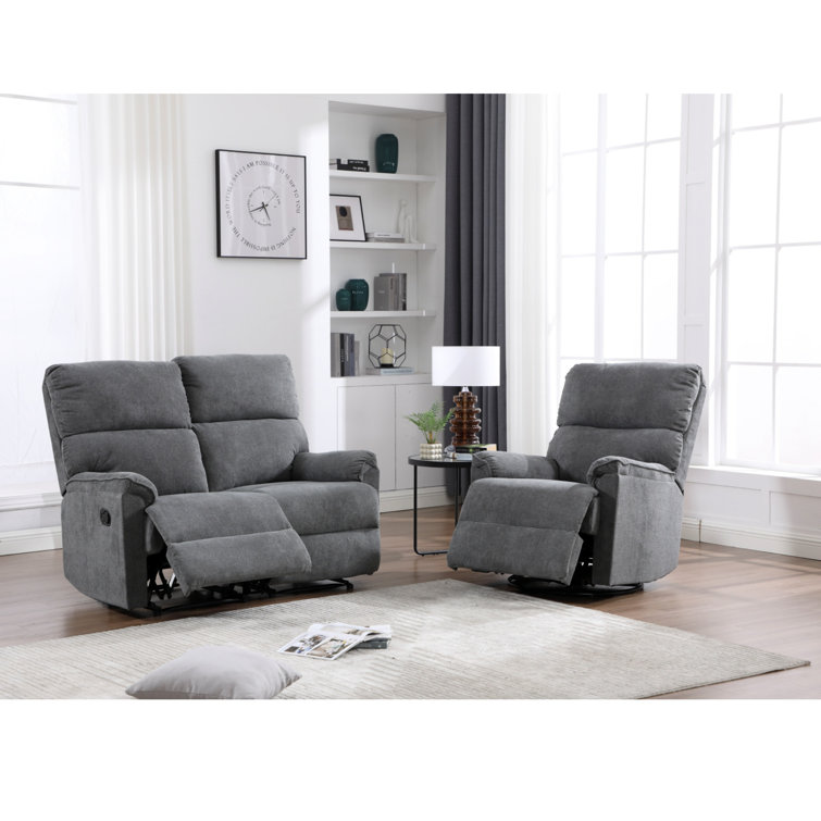 Latitude Run Nikula 2 Piece Chenille Upholstered Reclining Set With Swivel Rocker Recliner And 2 Person Manual Reclining Loveseat Wayfair